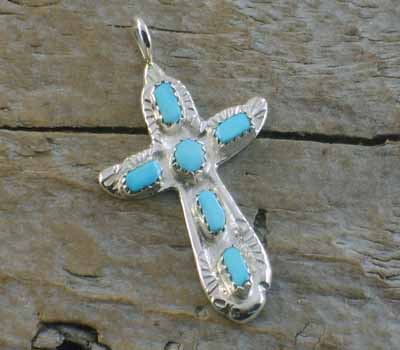 American Indian Turquoise Cross Pendant